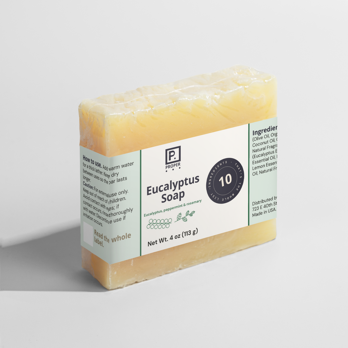 Proper Eucalyptus Soap label detail, 2 of 4
