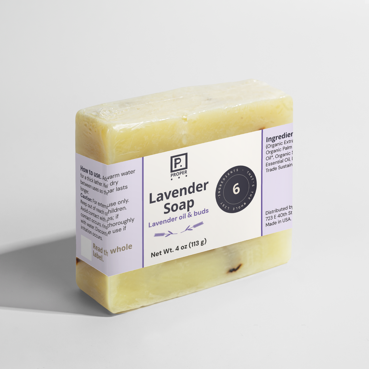 Proper Lavender Soap label detail, 2 of 4